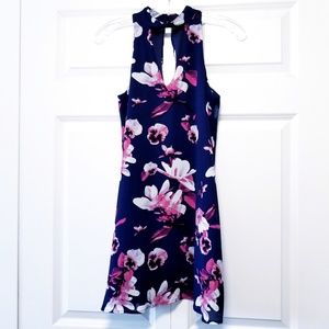 Miami High-Collar Front & Back Keyhole Flowy Dress